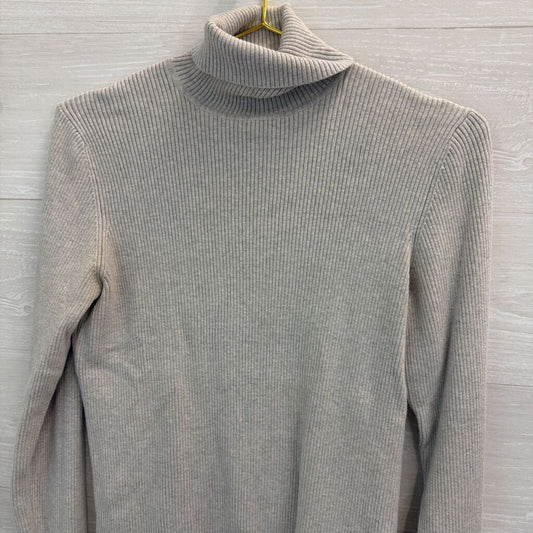 Casual Corner Grey Ribbed Long Sleeve Turtleneck Top Large