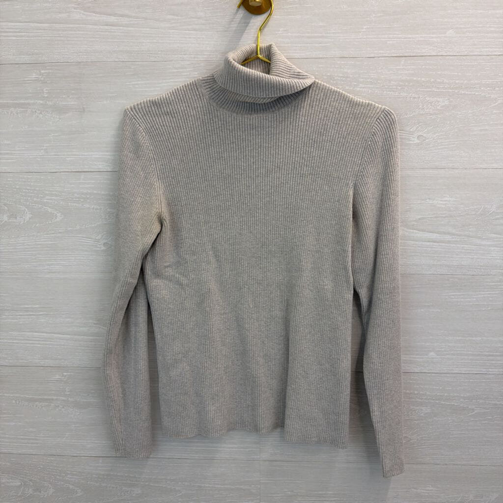 Casual Corner Grey Ribbed Long Sleeve Turtleneck Top Large