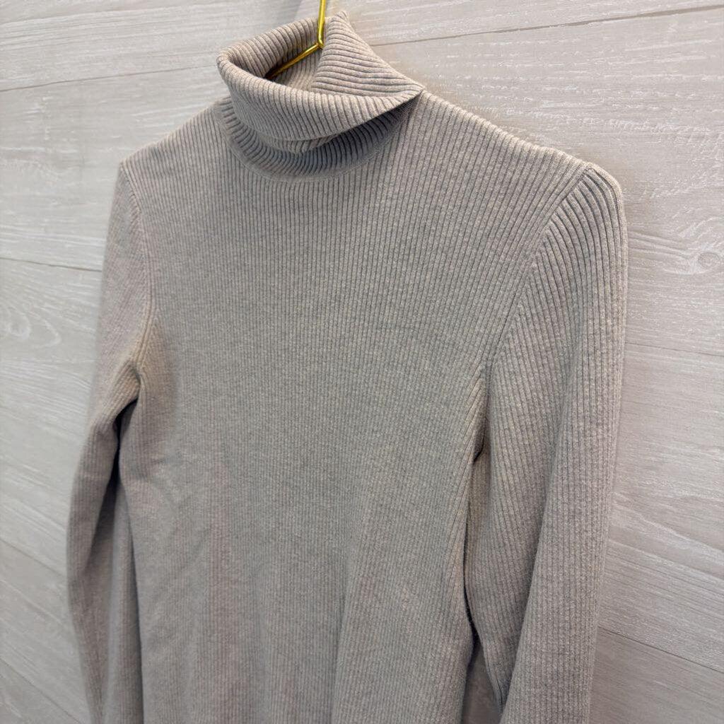 Casual Corner Grey Ribbed Long Sleeve Turtleneck Top Large