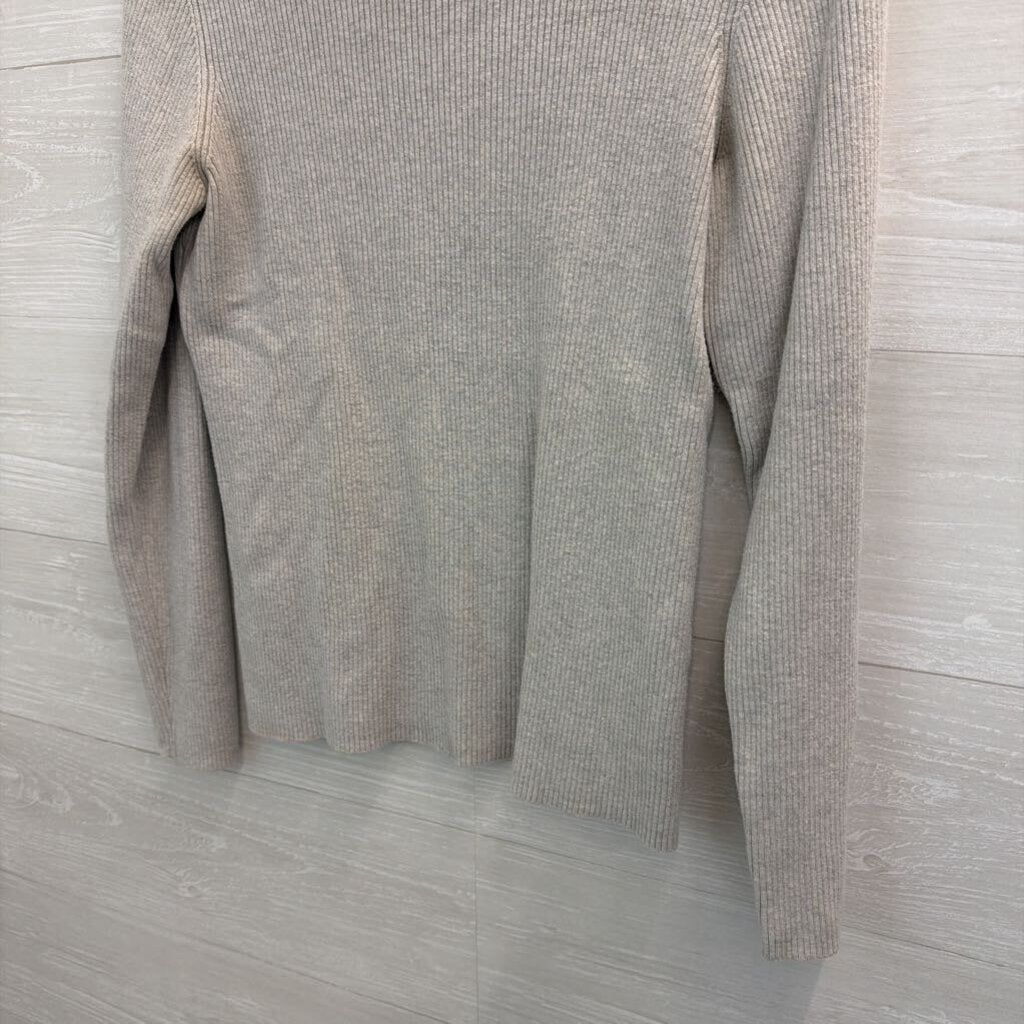 Casual Corner Grey Ribbed Long Sleeve Turtleneck Top Large