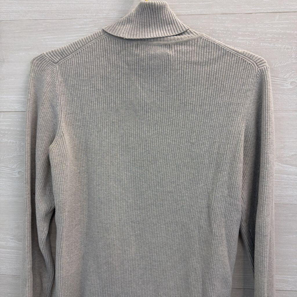 Casual Corner Grey Ribbed Long Sleeve Turtleneck Top Large