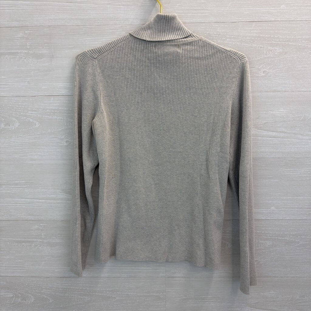 Casual Corner Grey Ribbed Long Sleeve Turtleneck Top Large