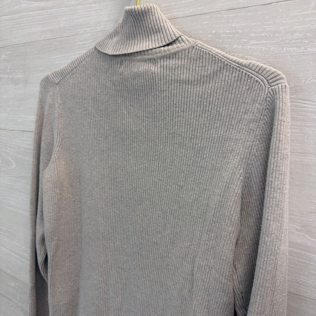 Casual Corner Grey Ribbed Long Sleeve Turtleneck Top Large