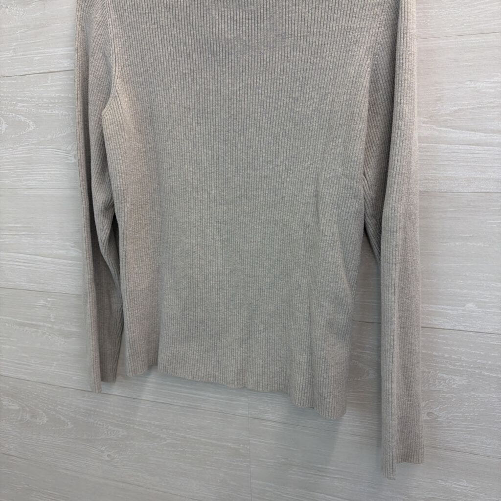 Casual Corner Grey Ribbed Long Sleeve Turtleneck Top Large