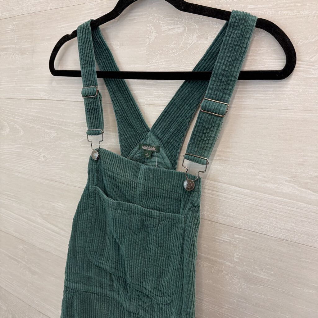 Green Corduroy Overall Dress Small