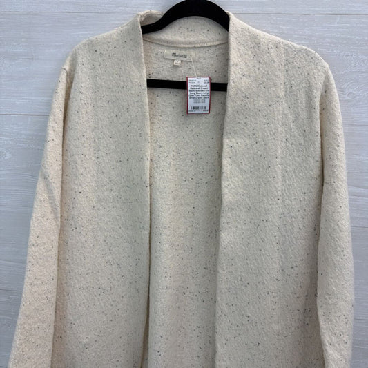 Madewell Cream/ Black Speckled Knit Long Sleeve Long Open Front Sweater Small