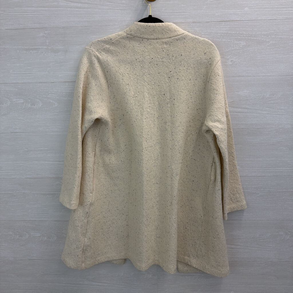 Madewell Cream/ Black Speckled Knit Long Sleeve Long Open Front Sweater Small