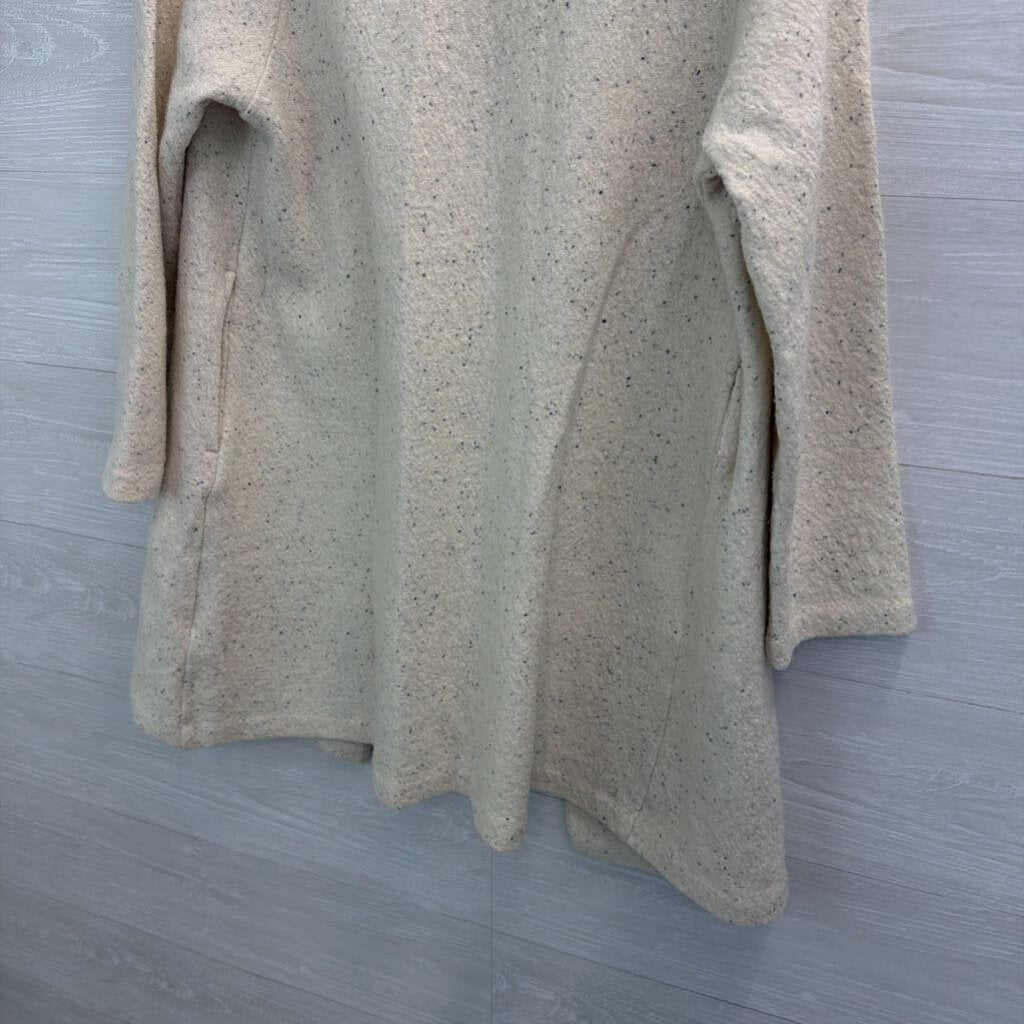 Madewell Cream/ Black Speckled Knit Long Sleeve Long Open Front Sweater Small