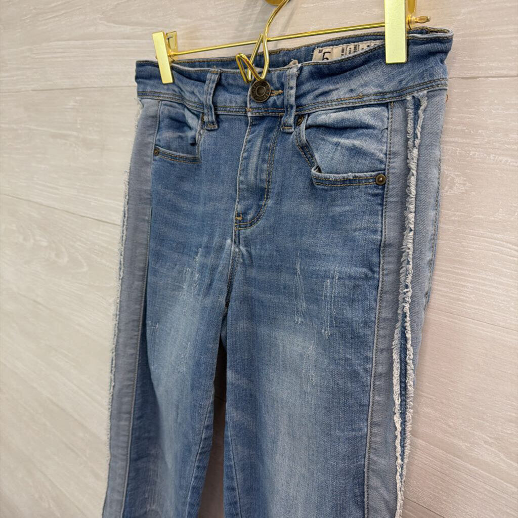 Indigo Rein LIght Wash Frayed Stripe Side Straight Leg Jeans 5