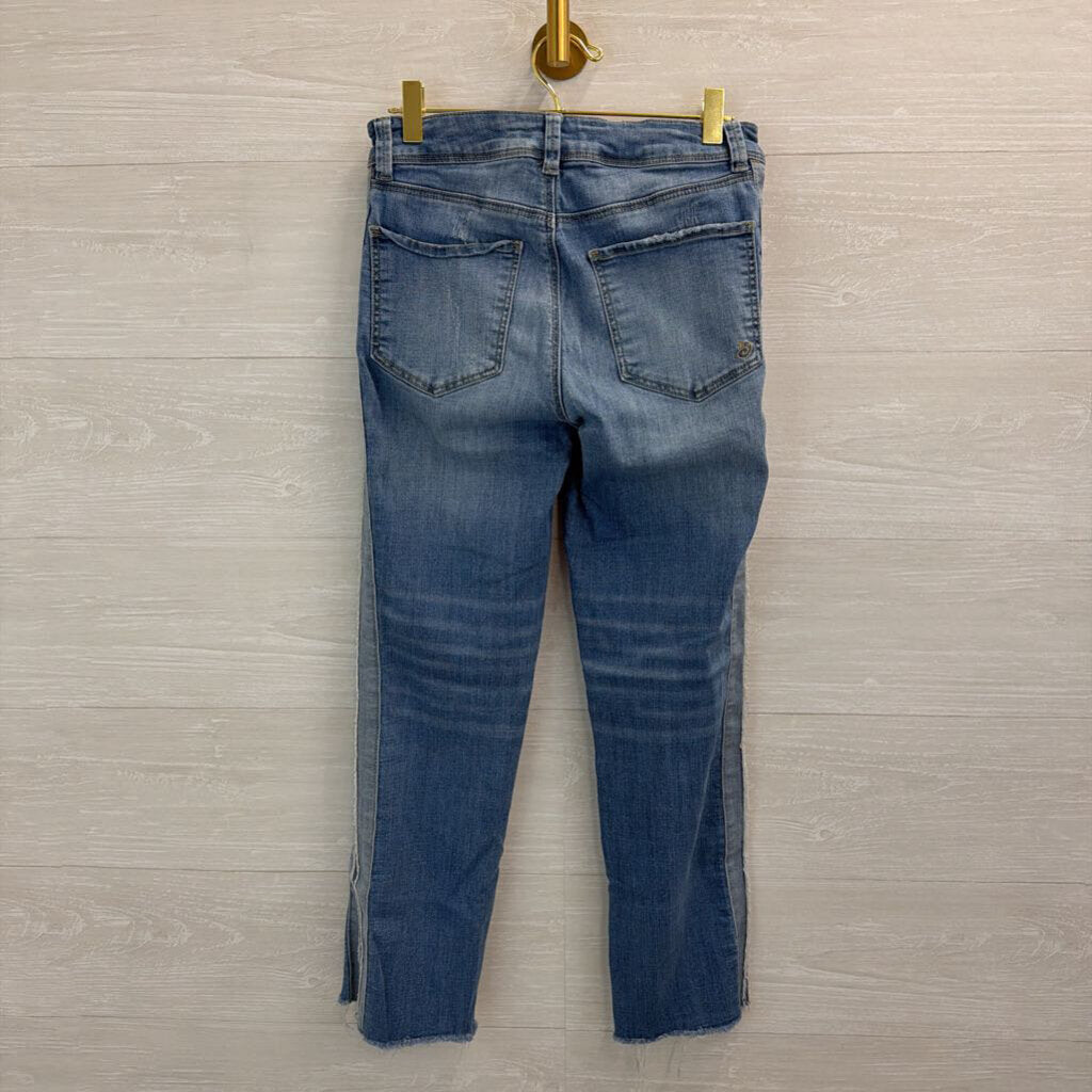 Indigo Rein LIght Wash Frayed Stripe Side Straight Leg Jeans 5