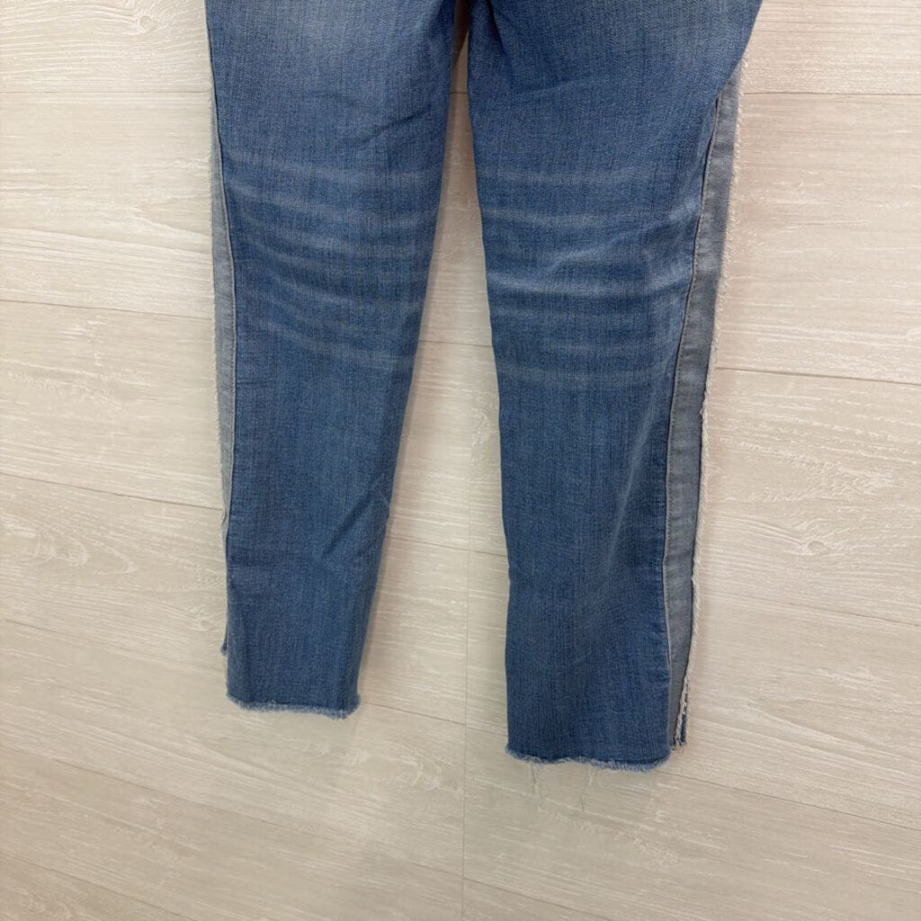 Indigo Rein LIght Wash Frayed Stripe Side Straight Leg Jeans 5