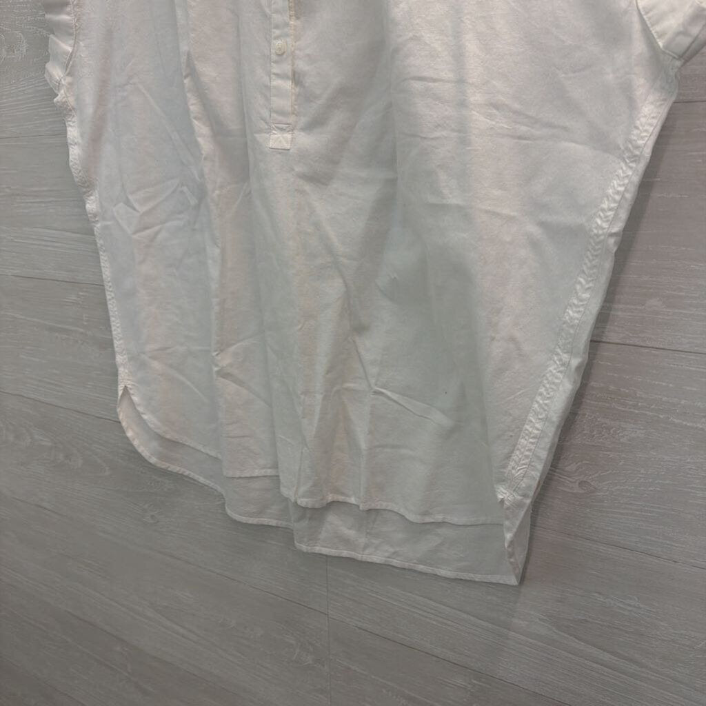 Madewell White Short Sleeve Quarter Button Top Medium