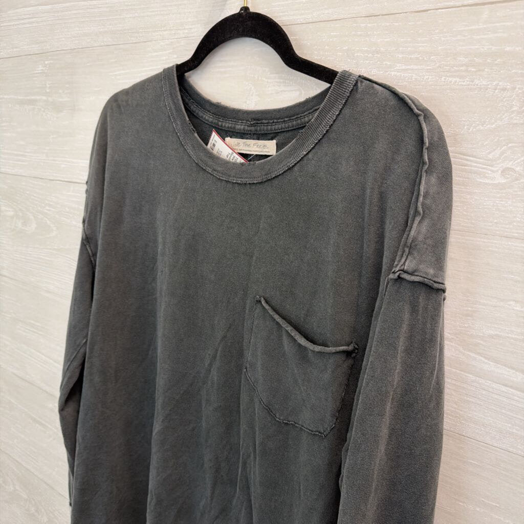 We The Free Grey Slouchy Long Sleeve Top Small
