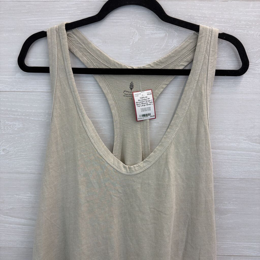 FP Movement Green V Neck Slouchy Tank Top Large