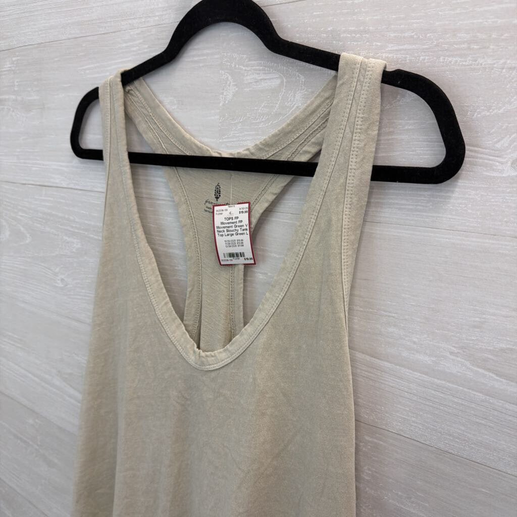 FP Movement Green V Neck Slouchy Tank Top Large