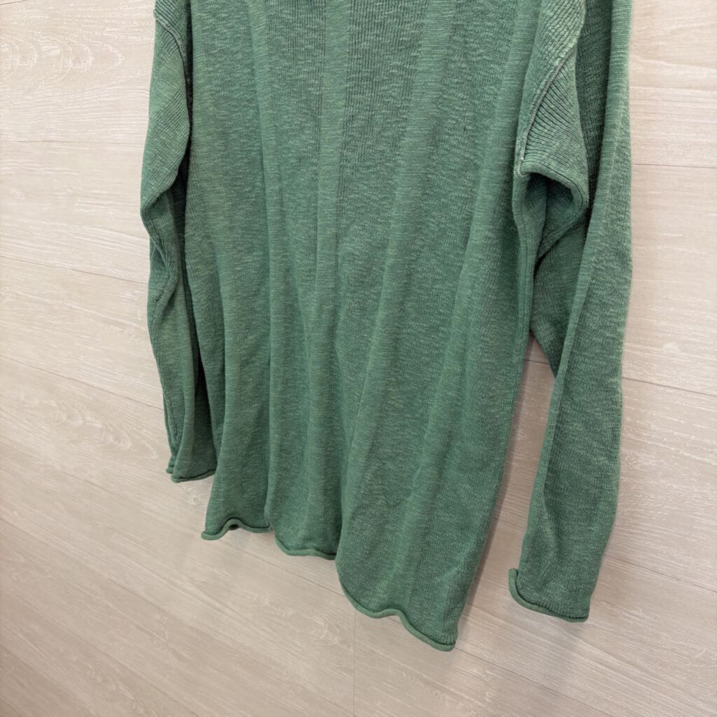 FP Beach Green Knit Henley Long Sleeve Sweater Top Large