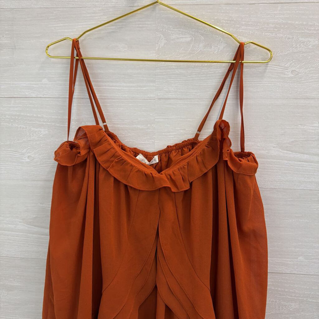 12th Tribe Orange Ruffle Layered Tunic Tank Top Extra Large