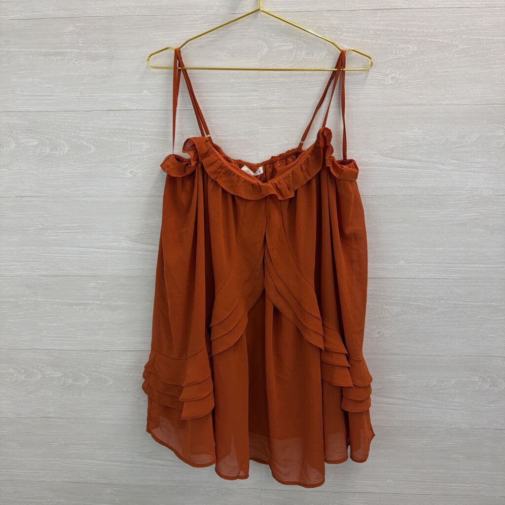 12th Tribe Orange Ruffle Layered Tunic Tank Top Extra Large