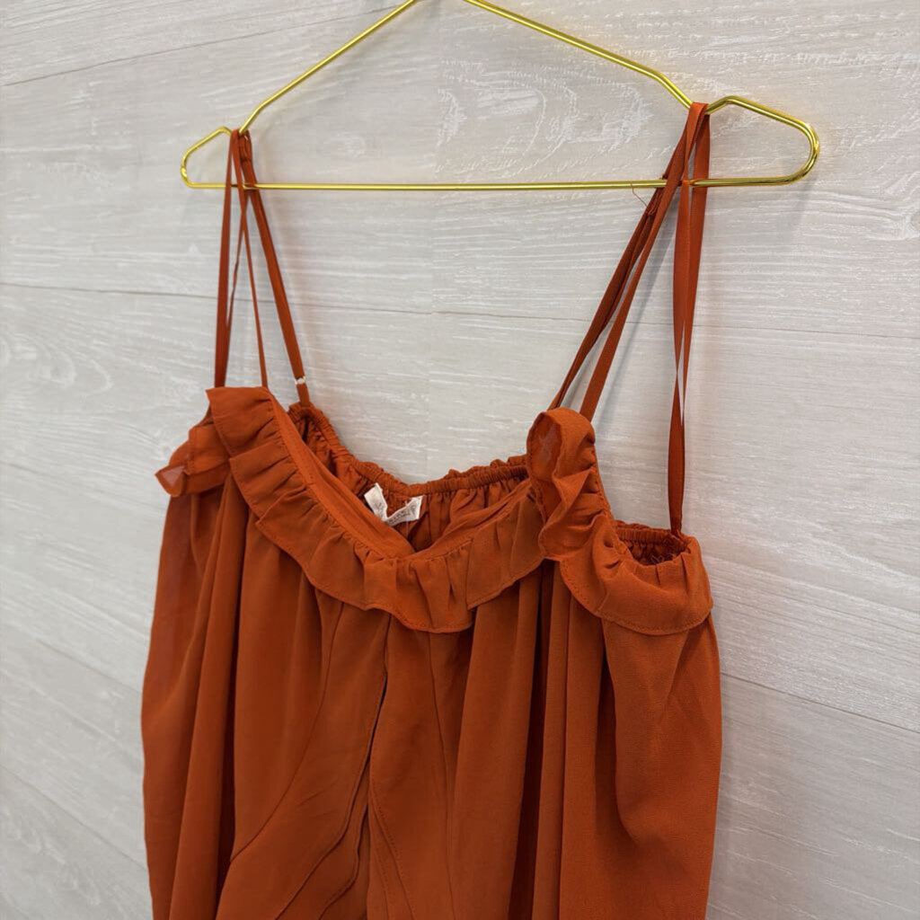 12th Tribe Orange Ruffle Layered Tunic Tank Top Extra Large