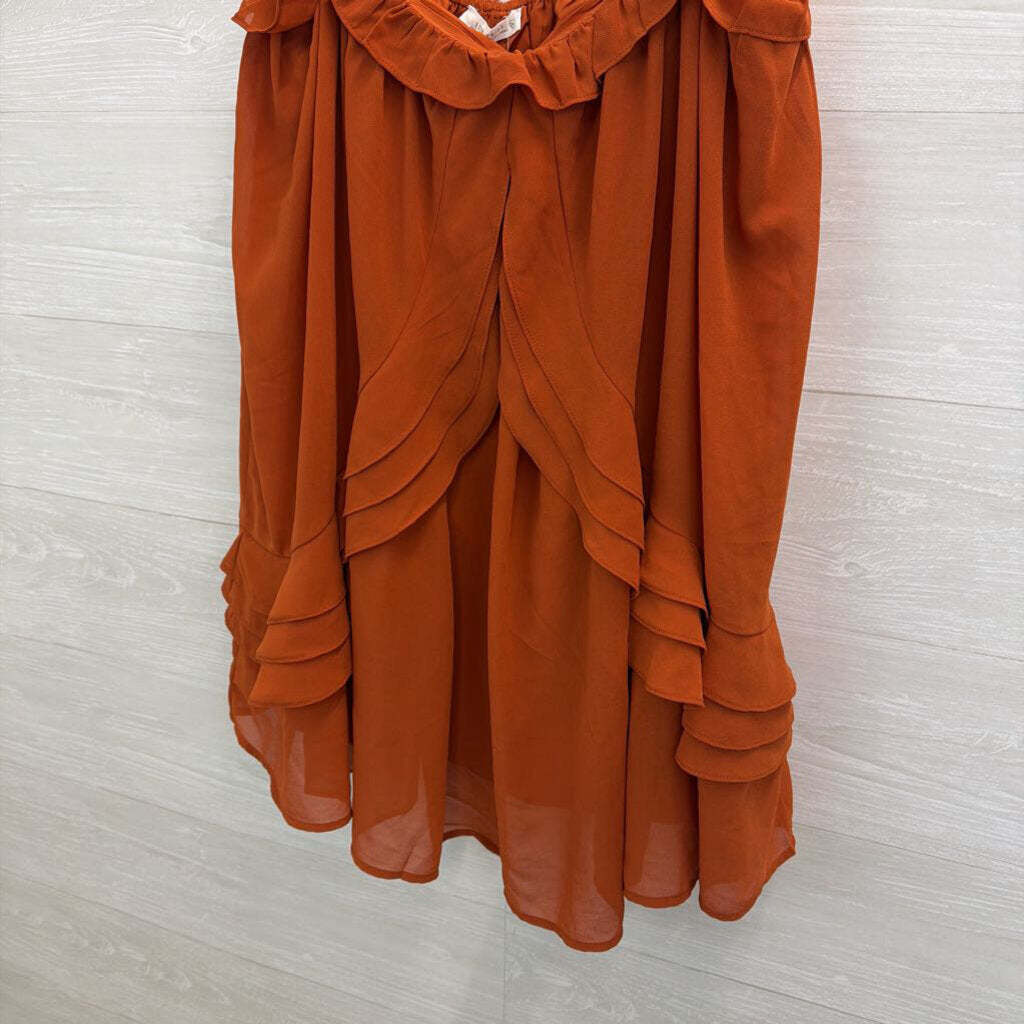 12th Tribe Orange Ruffle Layered Tunic Tank Top Extra Large