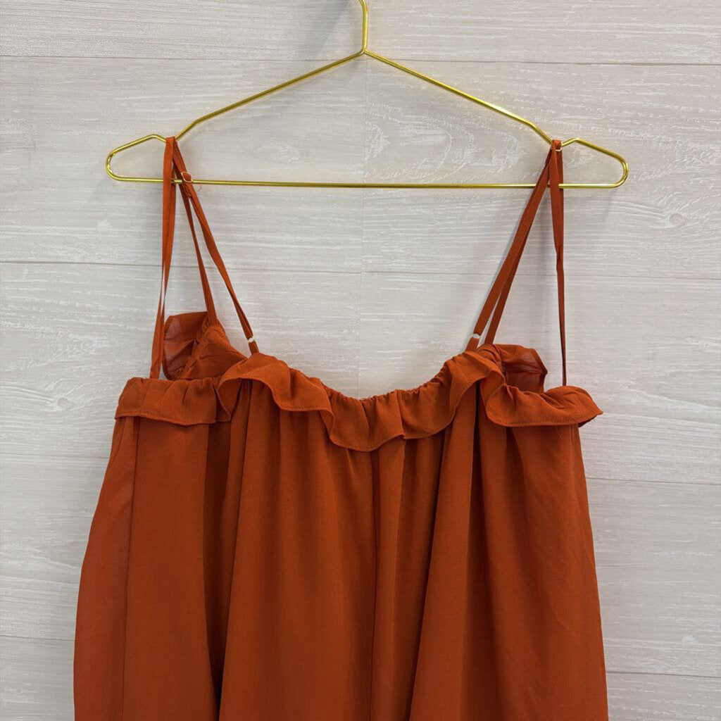 12th Tribe Orange Ruffle Layered Tunic Tank Top Extra Large