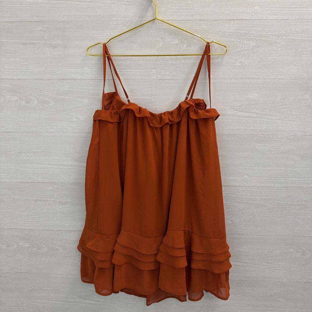 12th Tribe Orange Ruffle Layered Tunic Tank Top Extra Large