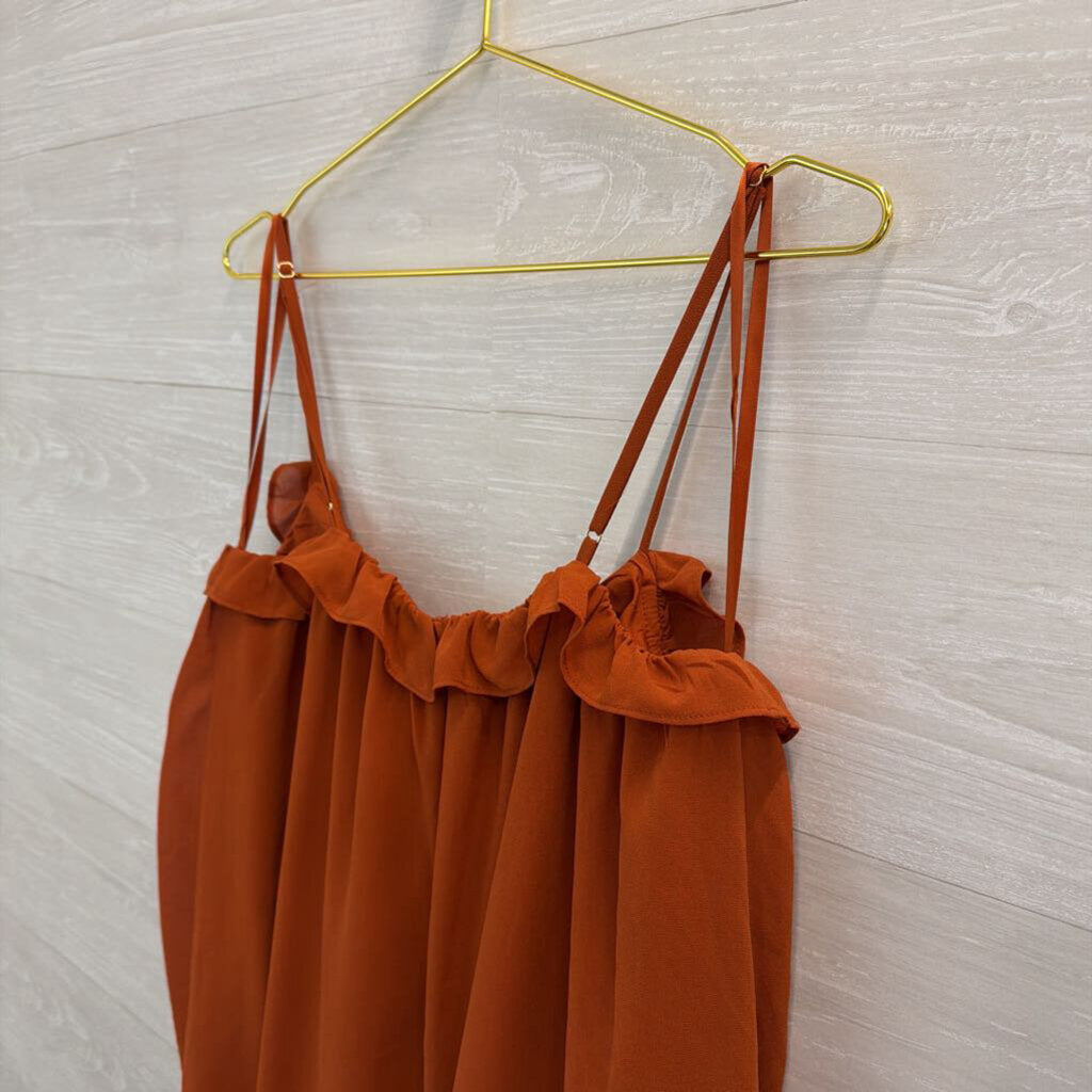 12th Tribe Orange Ruffle Layered Tunic Tank Top Extra Large