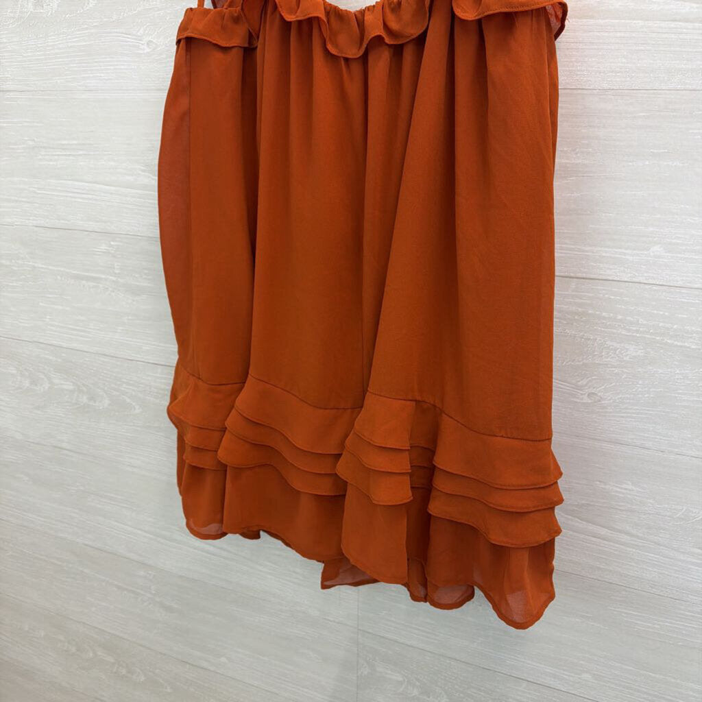 12th Tribe Orange Ruffle Layered Tunic Tank Top Extra Large