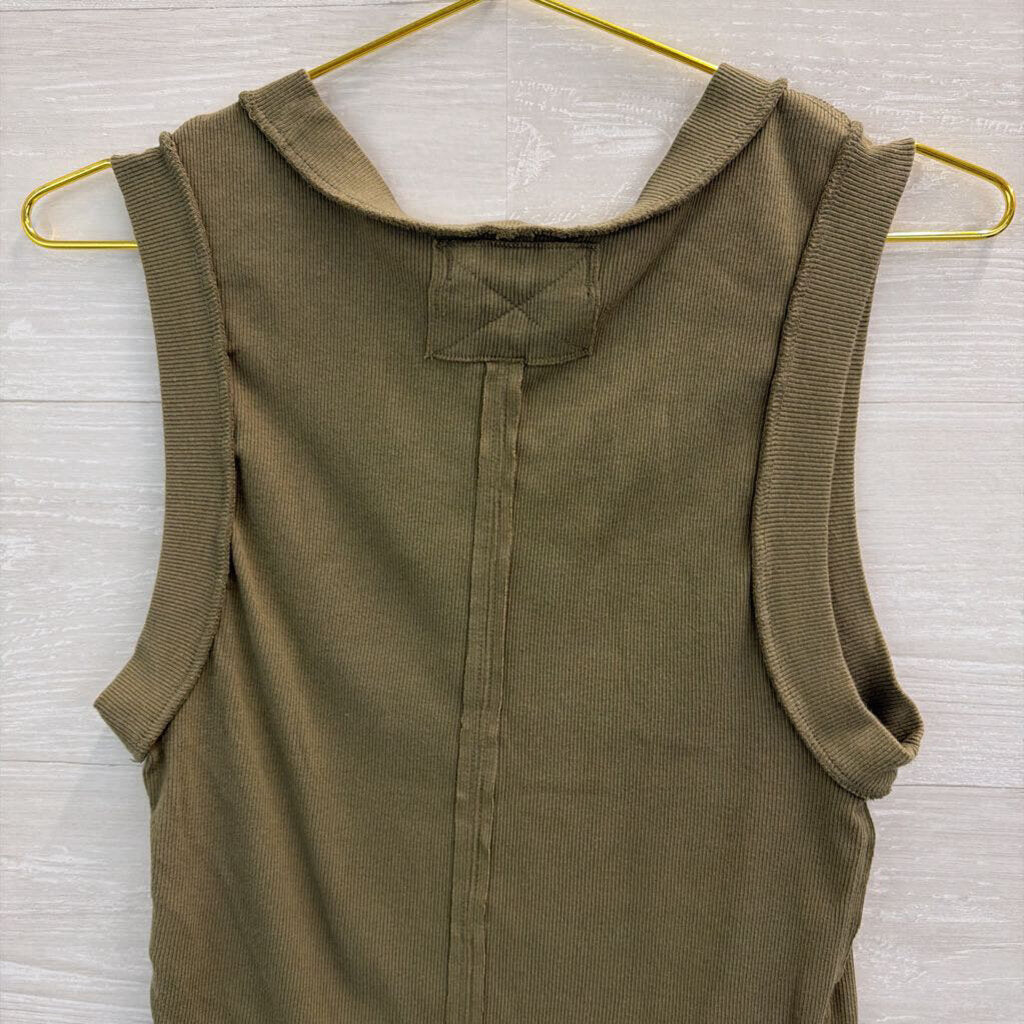 We The Free Green Ribbed Cropped Tank Top Large