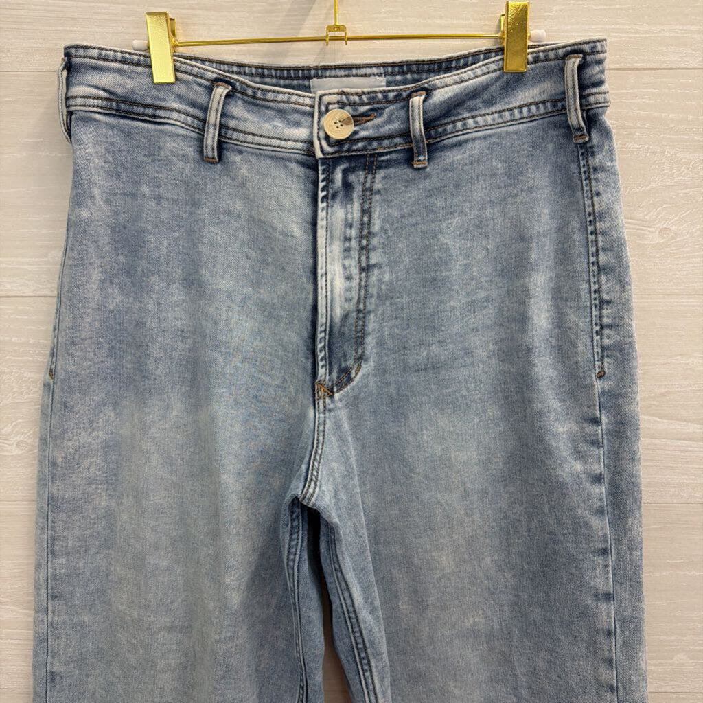 Dear John Light Wash Raw Hem Wide Leg Jeans 30
