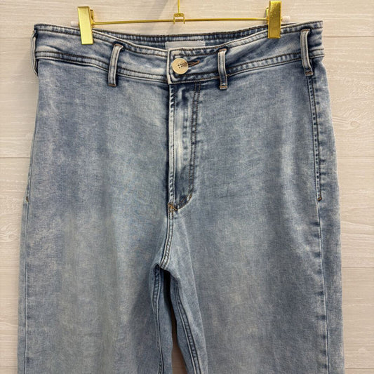 Dear John Light Wash Raw Hem Wide Leg Jeans 30