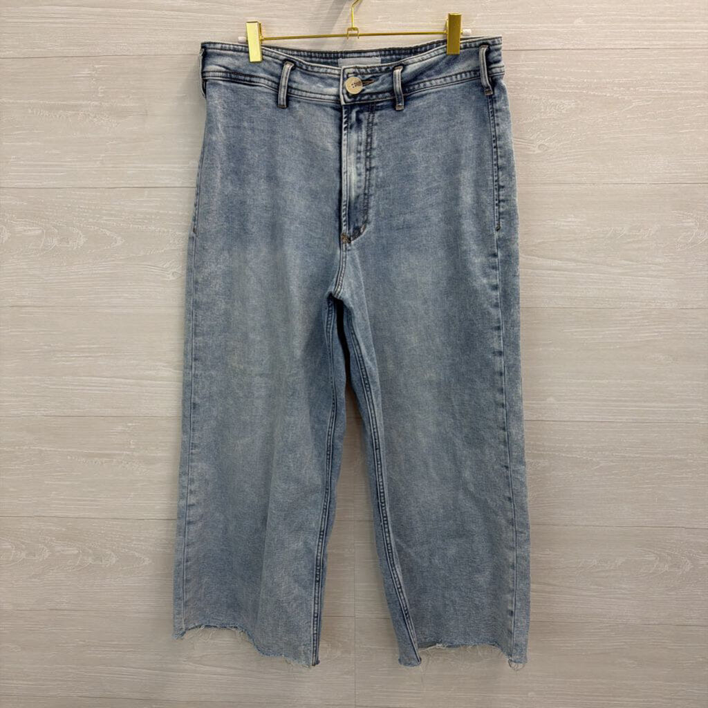 Dear John Light Wash Raw Hem Wide Leg Jeans 30
