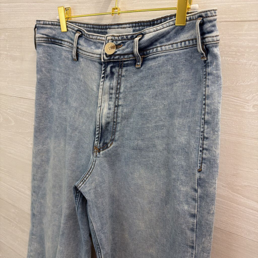 Dear John Light Wash Raw Hem Wide Leg Jeans 30