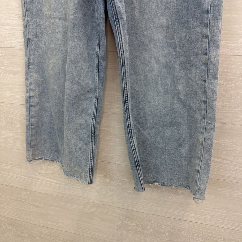 Dear John Light Wash Raw Hem Wide Leg Jeans 30