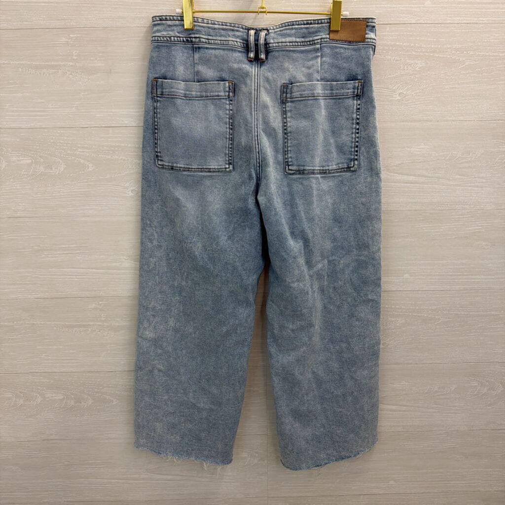 Dear John Light Wash Raw Hem Wide Leg Jeans 30