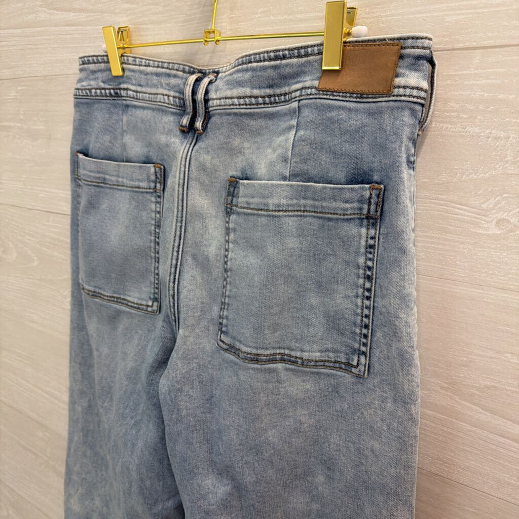 Dear John Light Wash Raw Hem Wide Leg Jeans 30