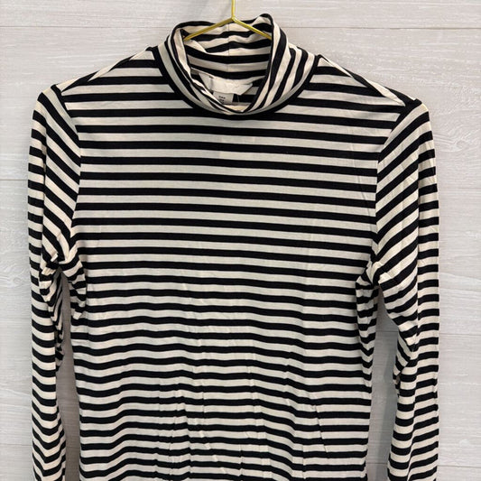 H&M Black/ White Striped Turtleneck Top Medium