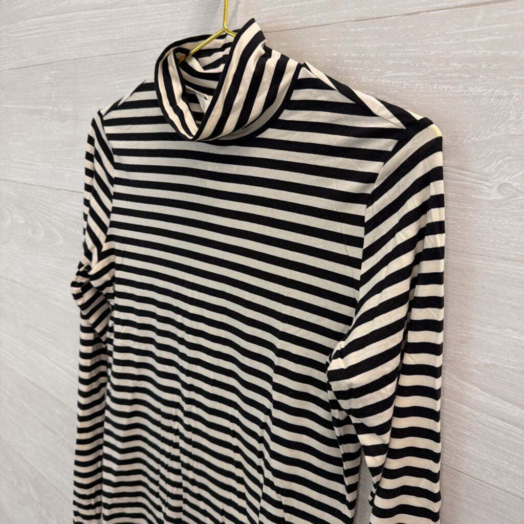 H&M Black/ White Striped Turtleneck Top Medium