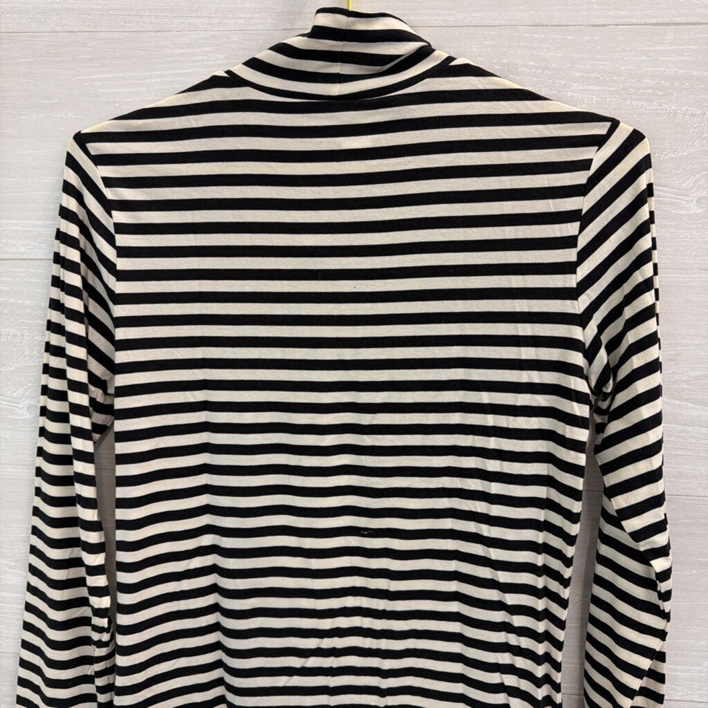 H&M Black/ White Striped Turtleneck Top Medium