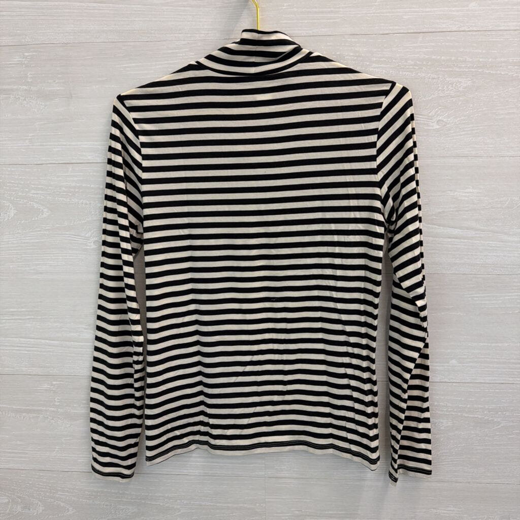 H&M Black/ White Striped Turtleneck Top Medium