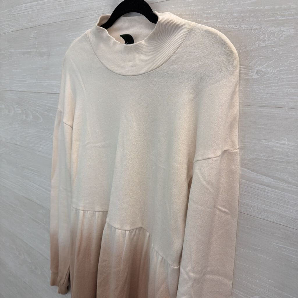 Wild Fable Cream/ Brown Long Sleeve Dress Small
