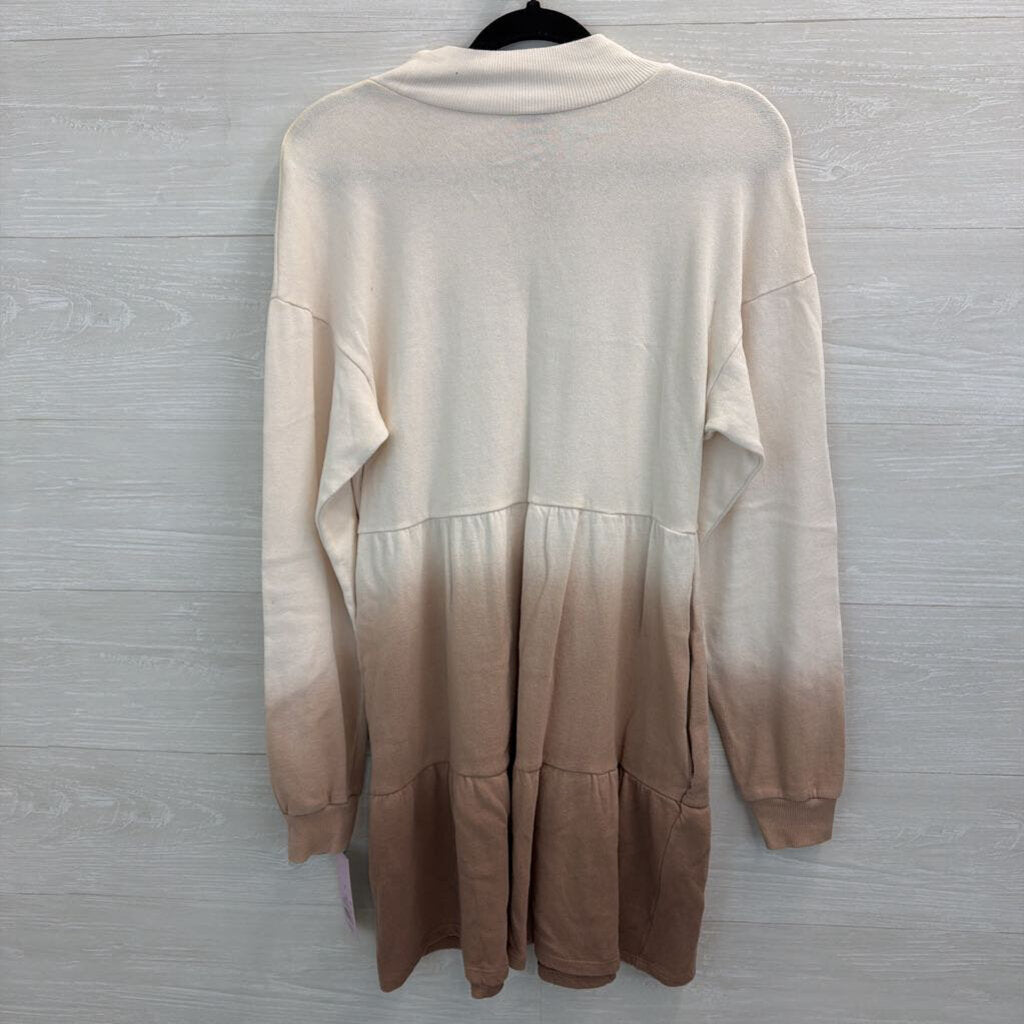 Wild Fable Cream/ Brown Long Sleeve Dress Small