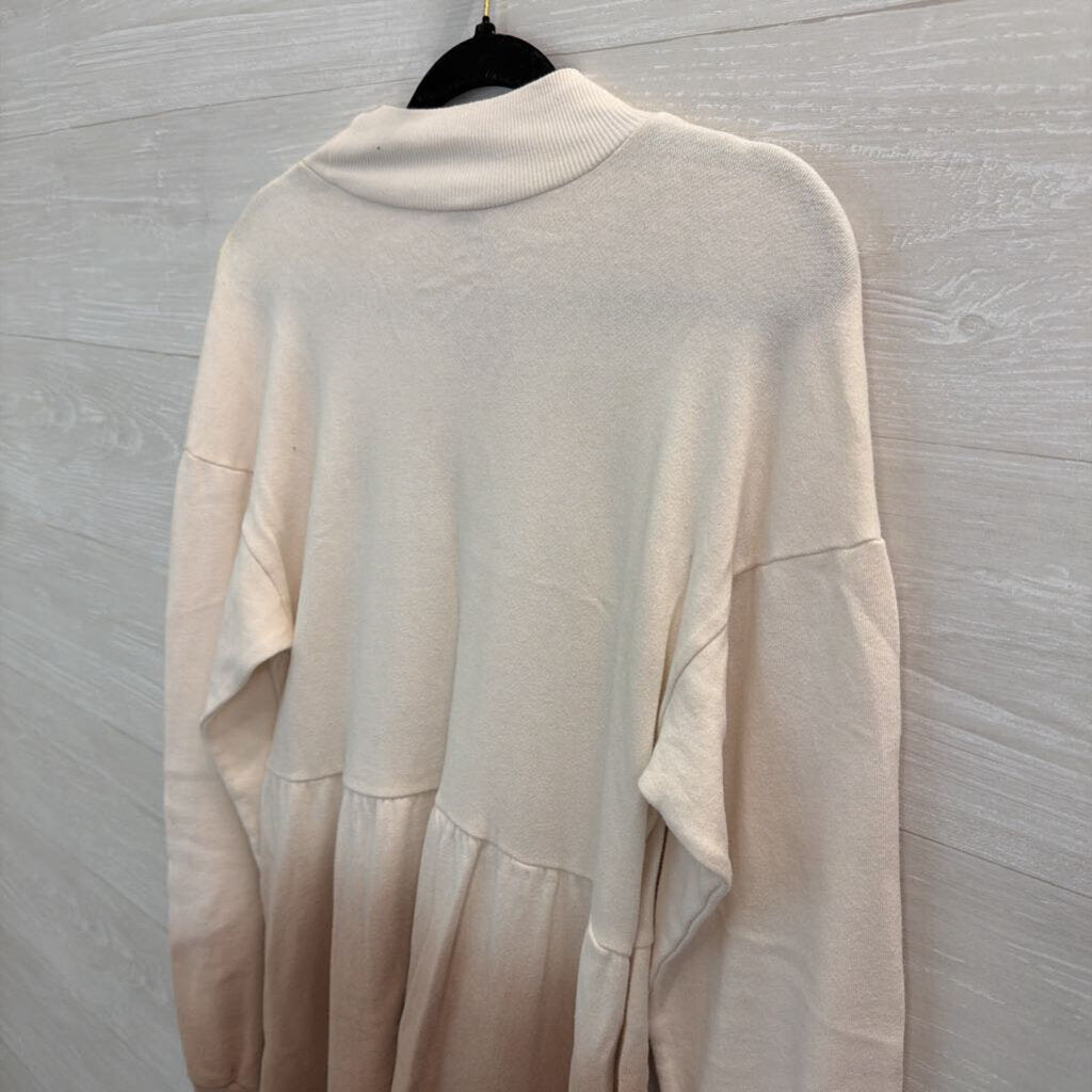 Wild Fable Cream/ Brown Long Sleeve Dress Small