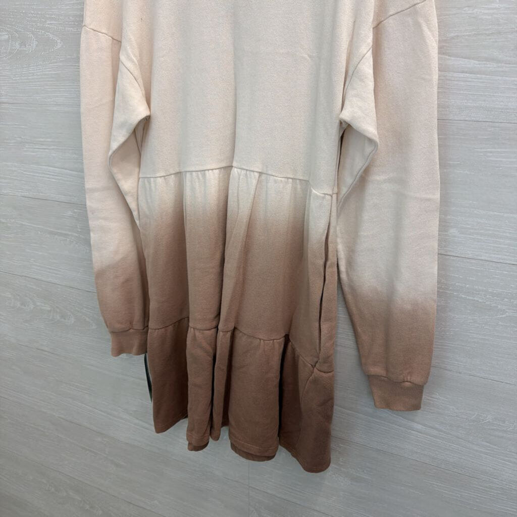 Wild Fable Cream/ Brown Long Sleeve Dress Small