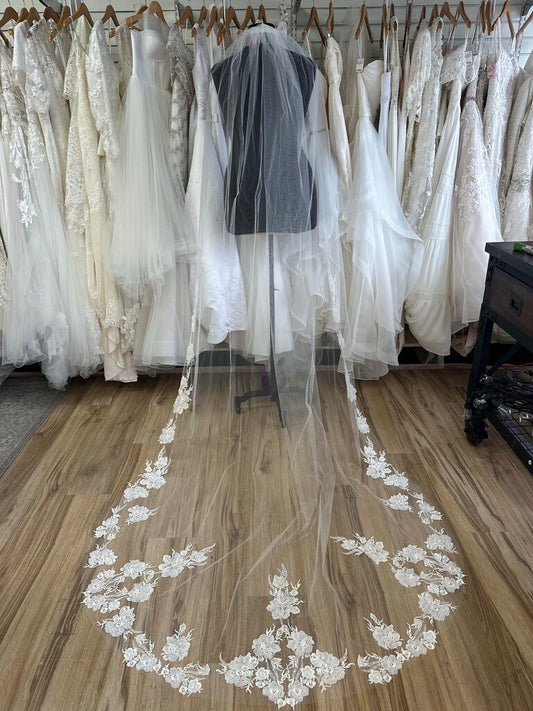 Cathedral Length Lace Applique Veil