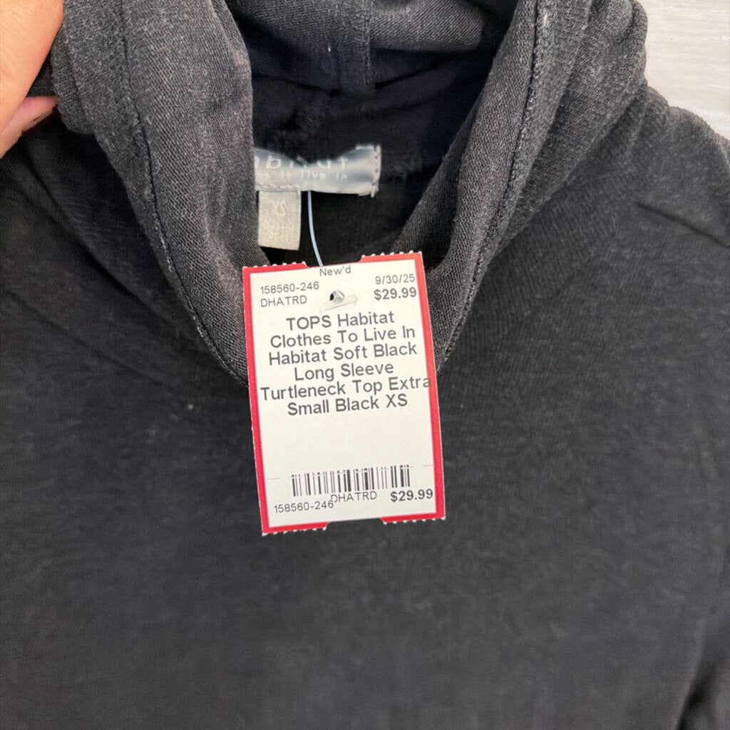 Habitat Soft Black Long Sleeve Turtleneck Top Extra Small