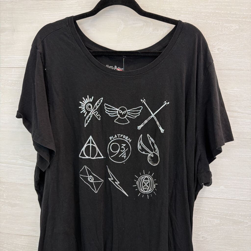 Harry Potter Black/ Silver Short Sleeve Graphic Tee 5XL