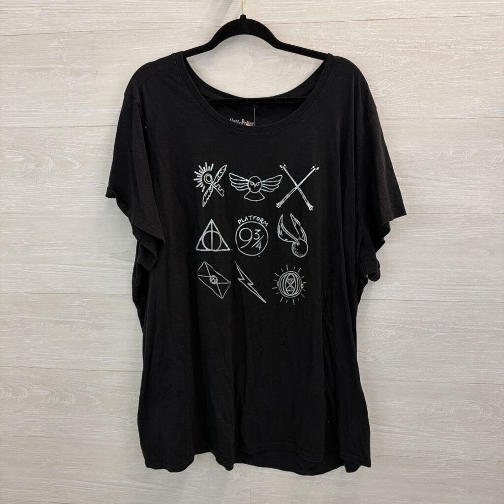 Harry Potter Black/ Silver Short Sleeve Graphic Tee 5XL