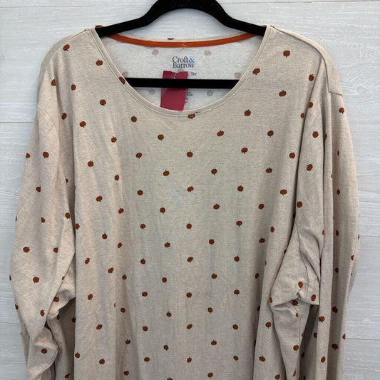Croft and Barrow Beige/ Orange Pumpkin Print Long Sleeve Top 5X