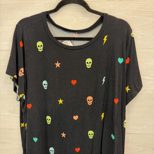 Torrid Black/ Multi Skull Print Short Sleeve Top 3XL